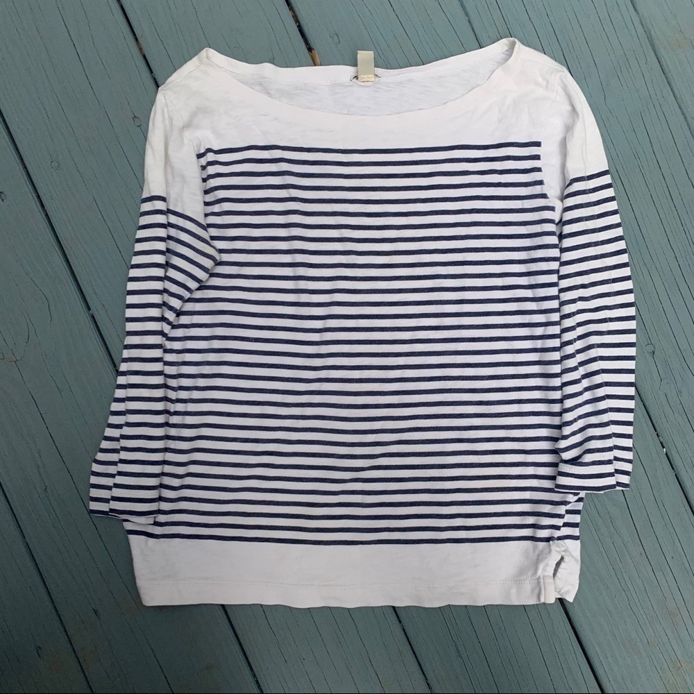 * J. Crew Boat Neck Strip Tee Size XS